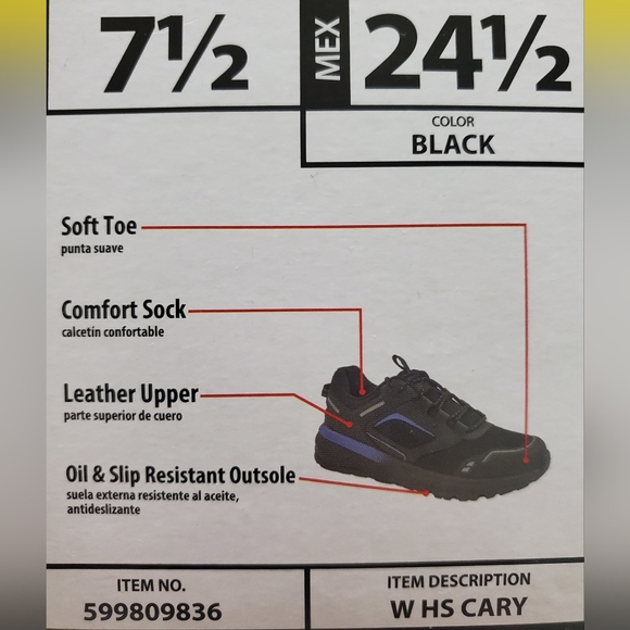 New Herman Survivor's Size 7.5 Black Blue Oil & Slip Resistant Leather Shoe - Picture 3 of 7